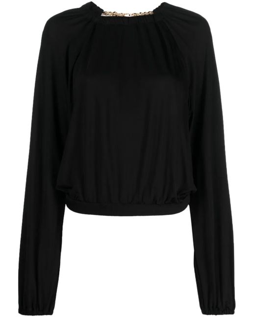Just Cavalli Black Chain-Link Cut-Out Top