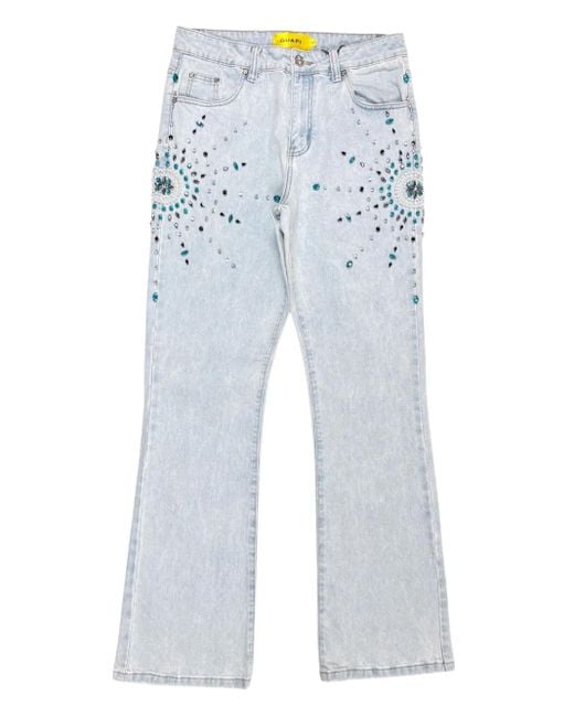 GUAPI Blue Embellished Flared Jeans for men