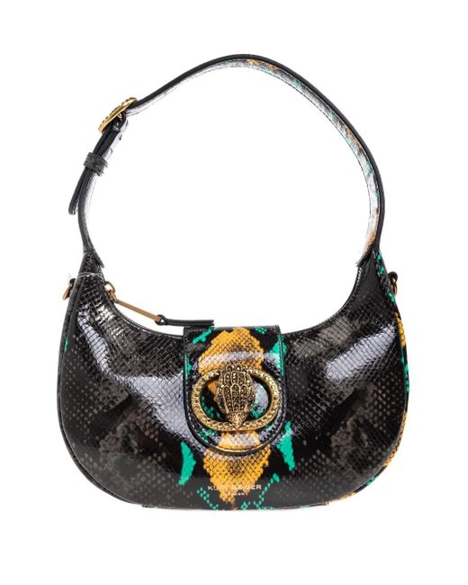 Kurt Geiger Black Small Chelsea Snake-Print Shoulder Bag