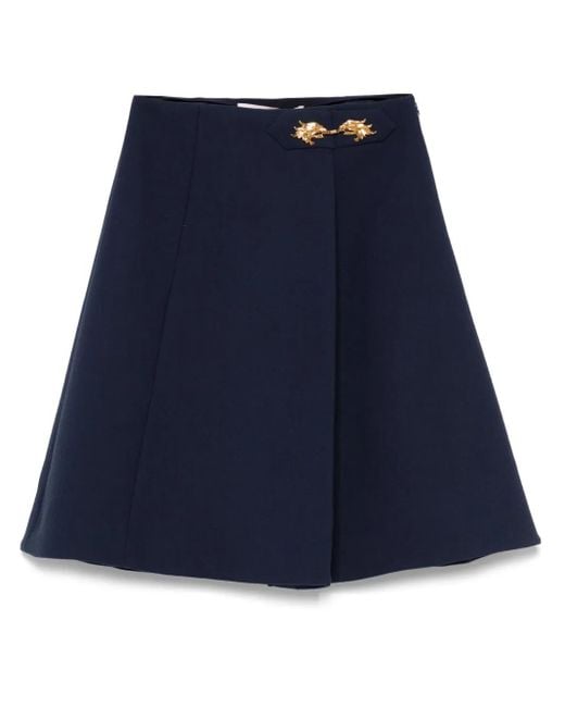 Valentino Garavani Blue Pleat-Detailed Mini Skirt