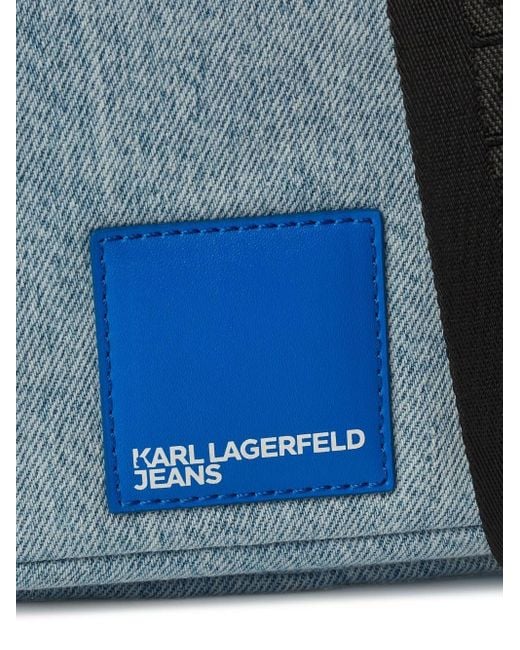 Karl Lagerfeld Blue Cotton Logo-patch Denim Crossbody Bag