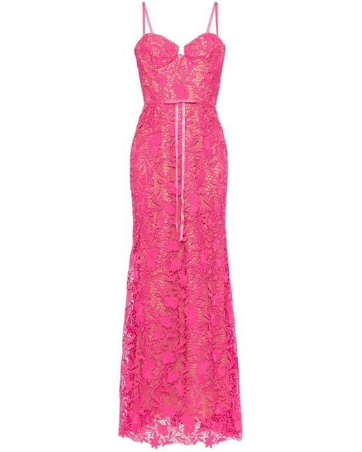 Marchesa Pink Floral-lace Mermaid Gown
