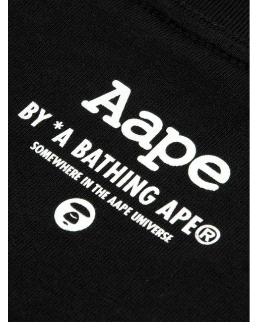 Aape By A Bathing Ape Black Logo-Print Camouflage-Detail T-Shirt for men