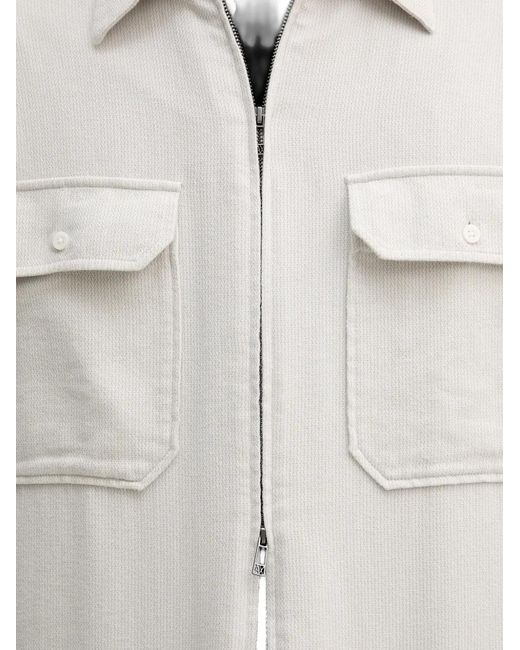 ARMANI EXCHANGE White Flap-Pocket Zip Shirt for men