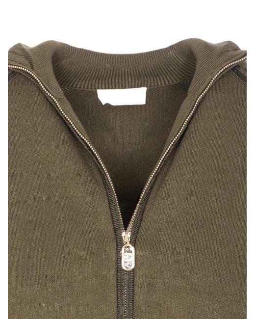 Liu Jo Green Leopard-Print Zipped-Front Sweatshirt