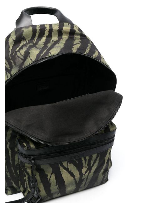 Roberto Cavalli Black Tiger-print Cotton Backpack for men