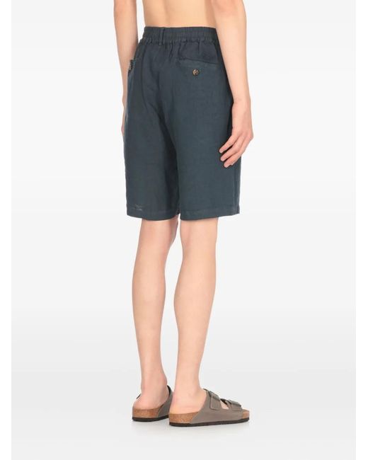 Mc2 Saint Barth Blue Ischia Linen Bermuda Shorts for men