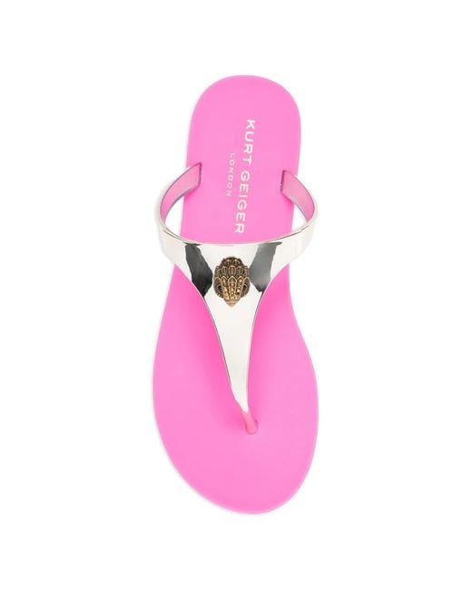 Kurt Geiger Pink Eagle-Plaque Thong Sandals