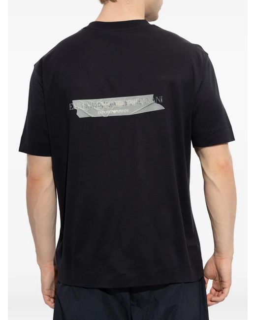 Emporio Armani Black Logo-Print Short-Sleeve T-Shirt for men