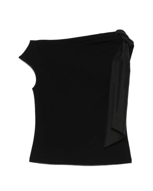 Psophia Black Bow-Detail Asymmetric Top