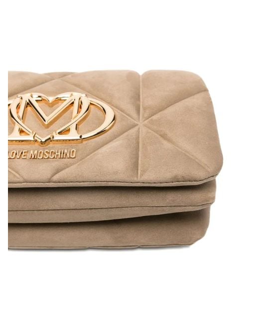 Sac À Bandoulière Matelassé À Plaque Logo Love Moschino en coloris Natural