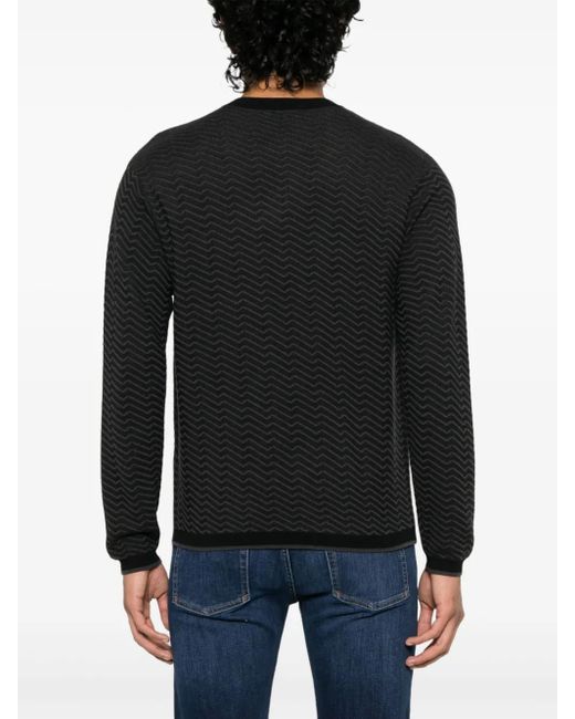 Emporio Armani Black Wool Blend Crewneck Sweater for men
