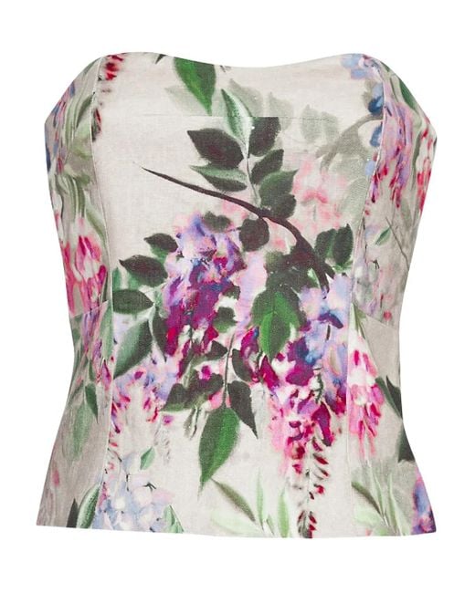 Cara Cara Gray Agnes Floral-Print Strapless Top