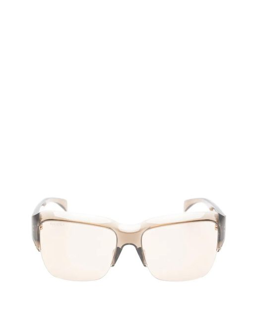 Gucci Natural Logo-Plaque Square-Frame Sunglasses