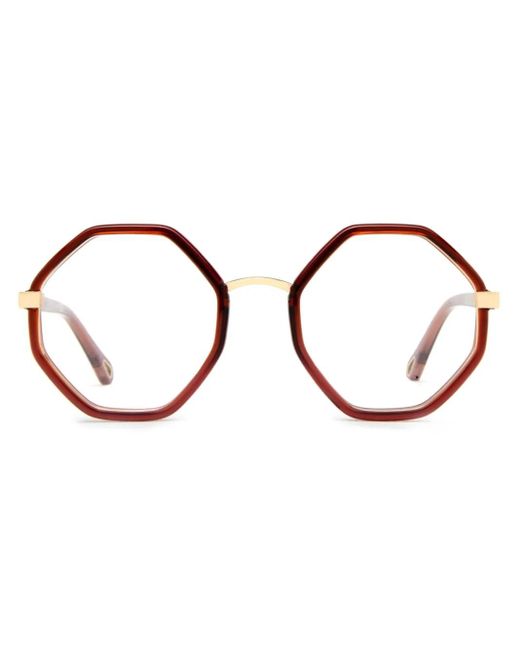 Chloé Brown Brille Mit Geometrischem Gestell