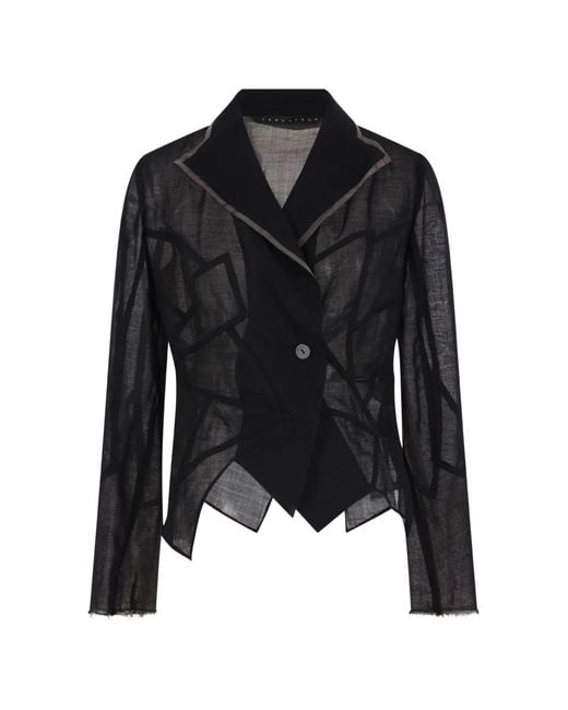 Yehuafan Black Button Geometric Jacket