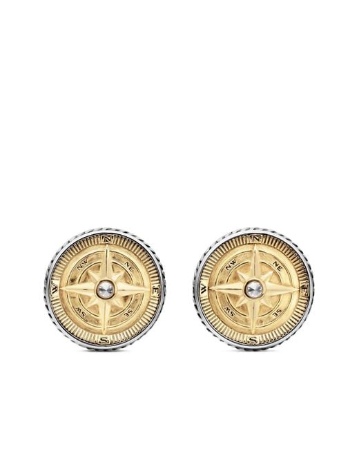 David Yurman Metallic 18Kt And Sterling Maritime Compass Diamond Cufflinks (16Mm) for men
