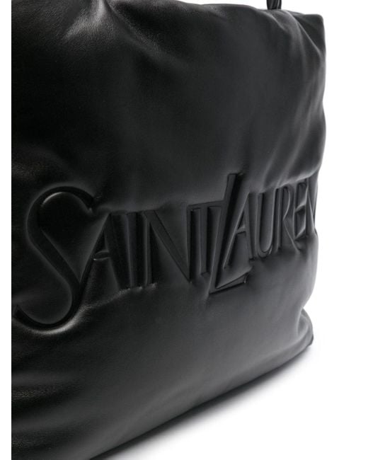 Sac à main en cuir à logo embossé Saint Laurent pour homme en coloris Black