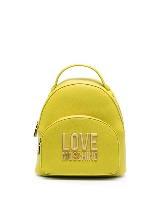Love Moschino Yellow Logo-Plaque Zip Backpack