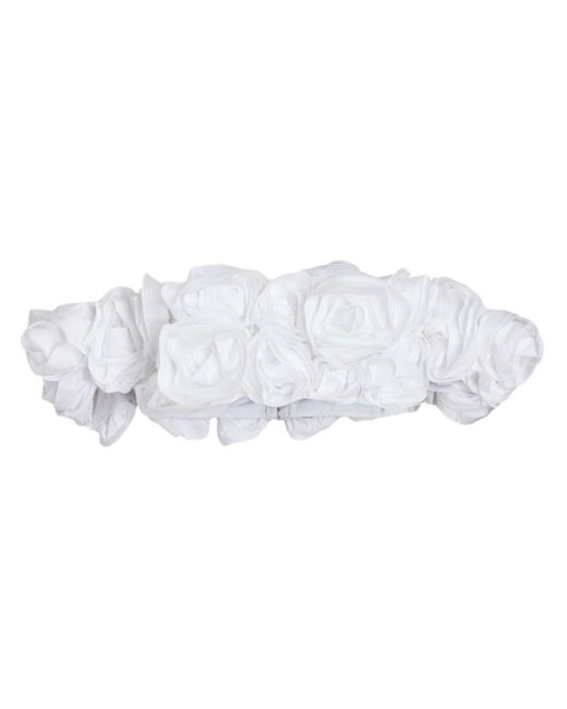 Giambattista Valli White Rose-embellished Cropped Top