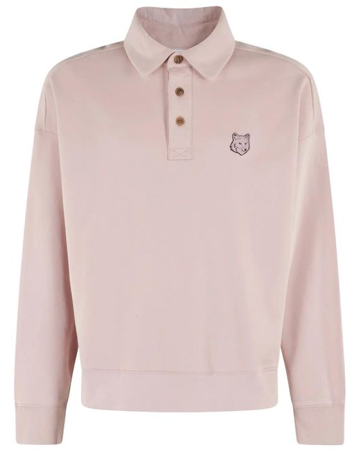メンズ Maison Kitsuné ロングスリーブ ポロシャツ Pink