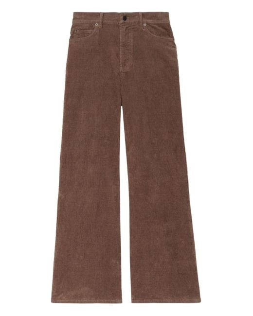 Zadig & Voltaire Brown Logo-Patch Wide-Leg Trousers