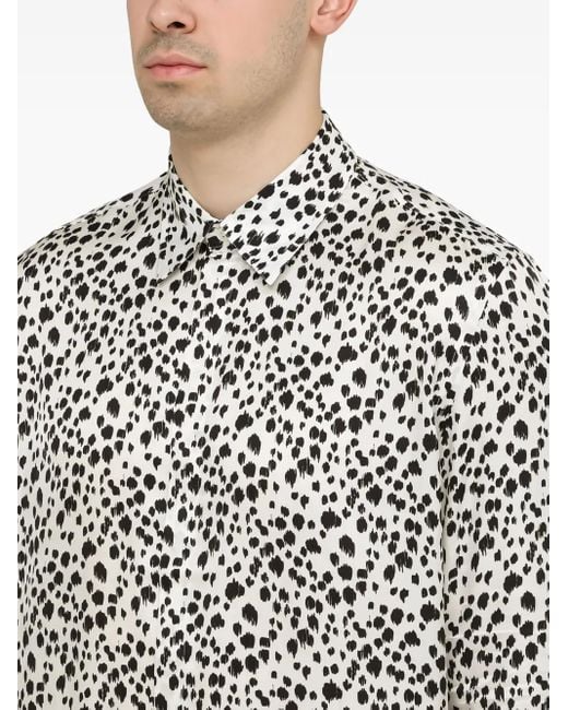 PT Torino Gray Dalmatian-Print Shirt for men