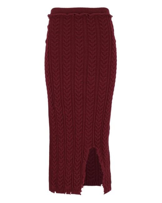 Jupe En Maille Torsadée À Coupe Mi-Longue Laneus en coloris Red