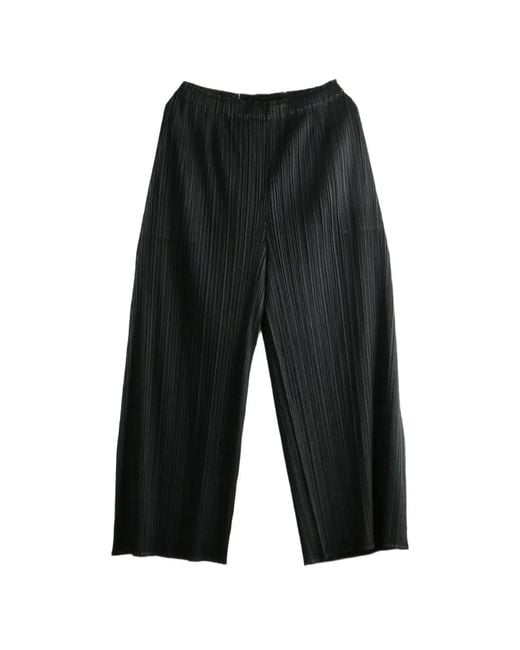Pleats Please Issey Miyake Black Monthly Colors July Pleated Wide-Leg Trousers