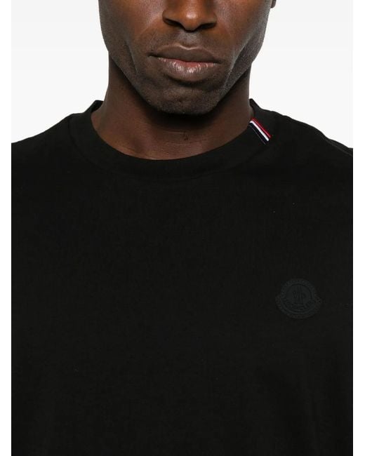 Moncler Black Stripe-Detail Short-Sleeve T-Shirt for men