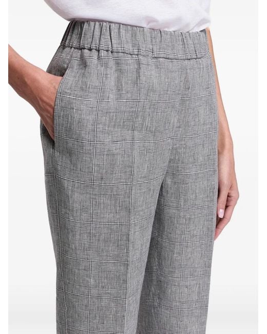 Peserico White Check-Pattern Elasticated-Waistband Trousers