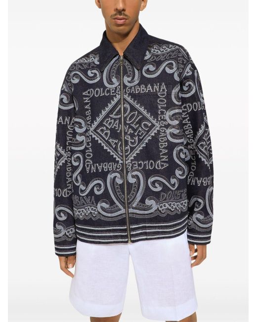 Dolce & Gabbana Black Logo-print Cotton Shirt Jacket for men