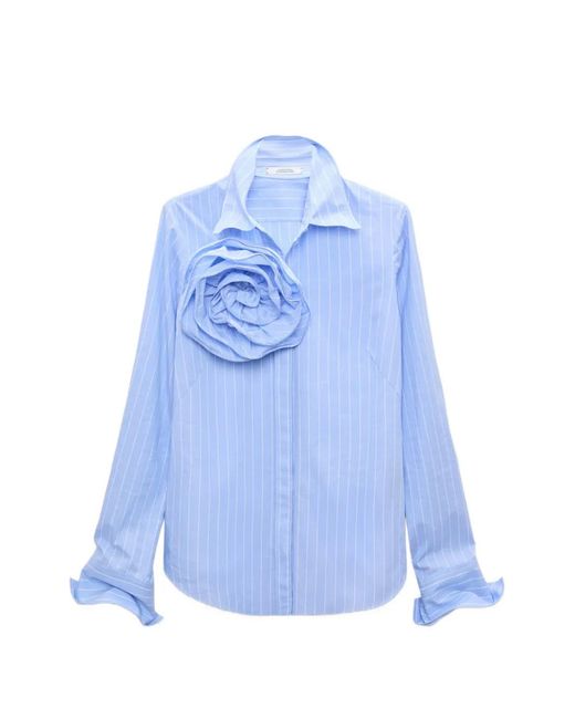 Dorothee Schumacher Blue Striped Rosette Shirt