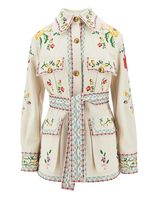Valentino Garavani Natural Embroidered Denim Jacket