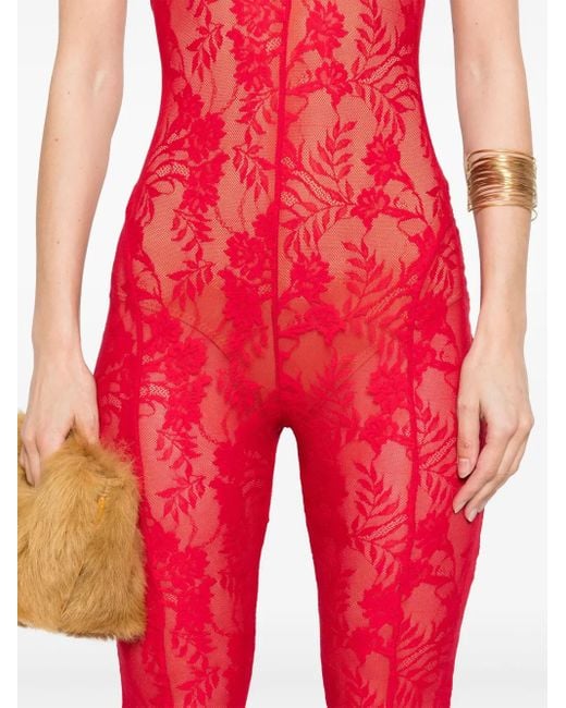 Norma Kamali Red Underwire Fishtail Jumpsuit