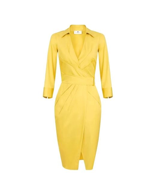 Elisabetta Franchi レディース イエロー ラップドレス