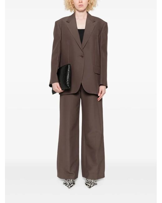 Weekend by Maxmara Brown Single-Button Dropped-Shoulder Blazer