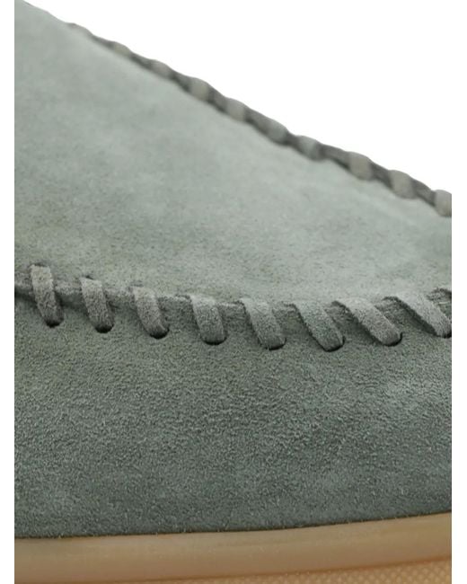 Eleventy Green Whipstitch Suede Loafers for men