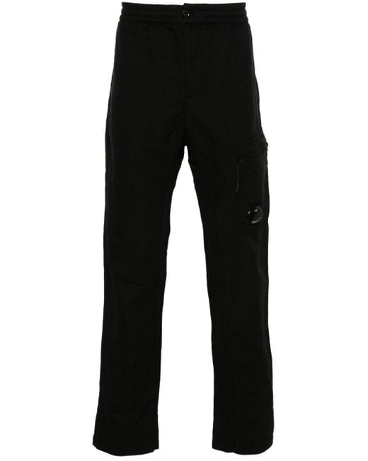 C P Company Black Lens-detail Cargo Pants for men