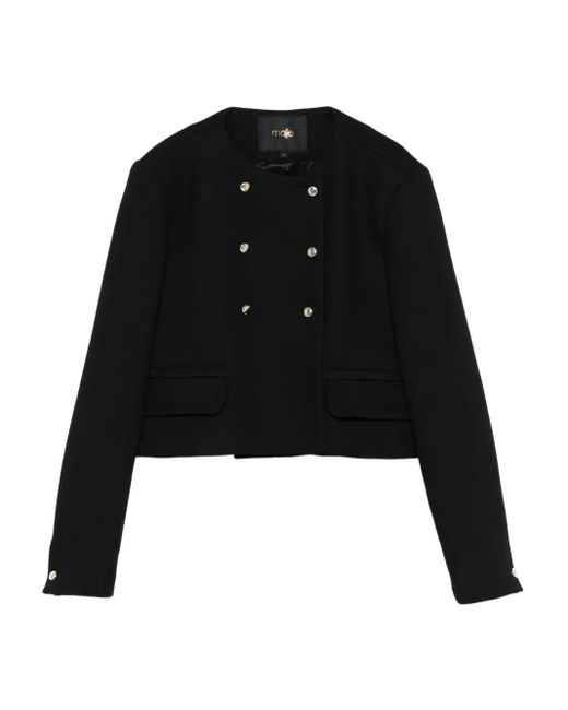 Maje Black Double-Breasted Cropped Blazer