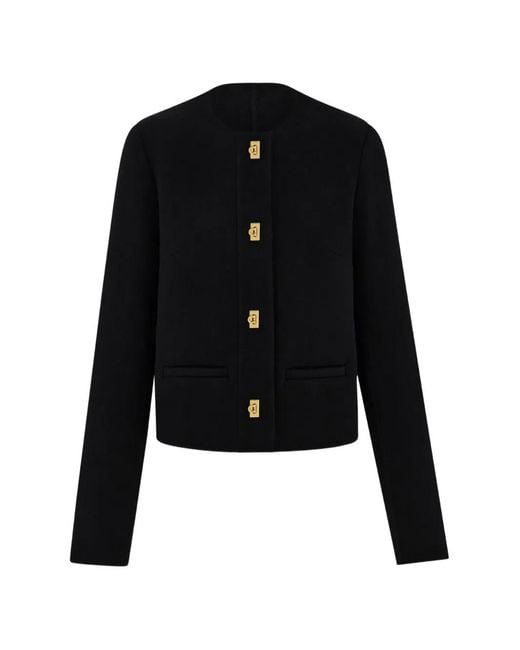 Ferragamo Black Wool And Cashmere Gancini Jacket