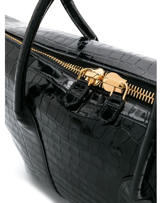 Bolso de viaje con relieve de piel de cocodrilo Tom Ford de hombre de color Black
