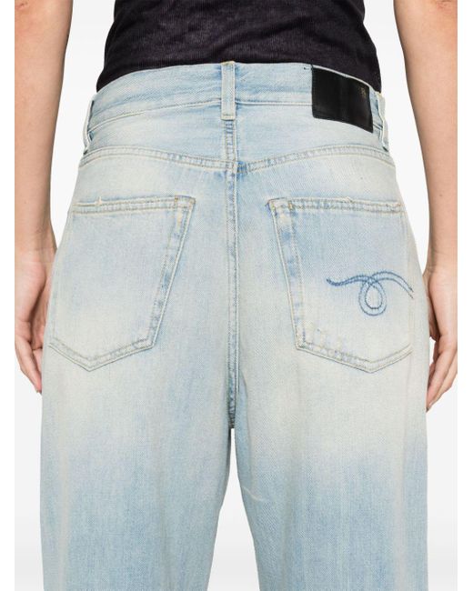 R13 Blue Weite Cropped-Jeans