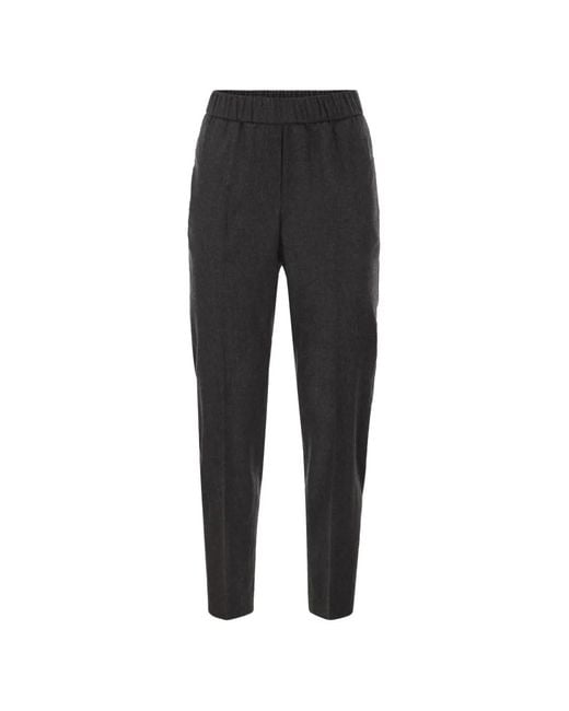 Peserico Black Tapered Elasticated-Waistband Trousers