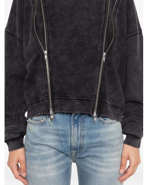 R13 Black Sweatshirt mit Reißverschluss