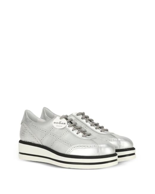Hogan White Platform Leather Sneakers
