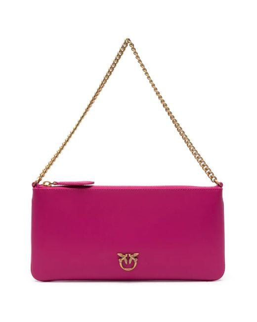 Pinko Purple Love Birds-Plaque Shoulder Bag