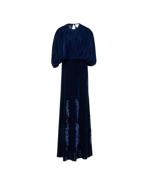 Themis Z Blue Kyma Round-Neck Floral Maxi Dress