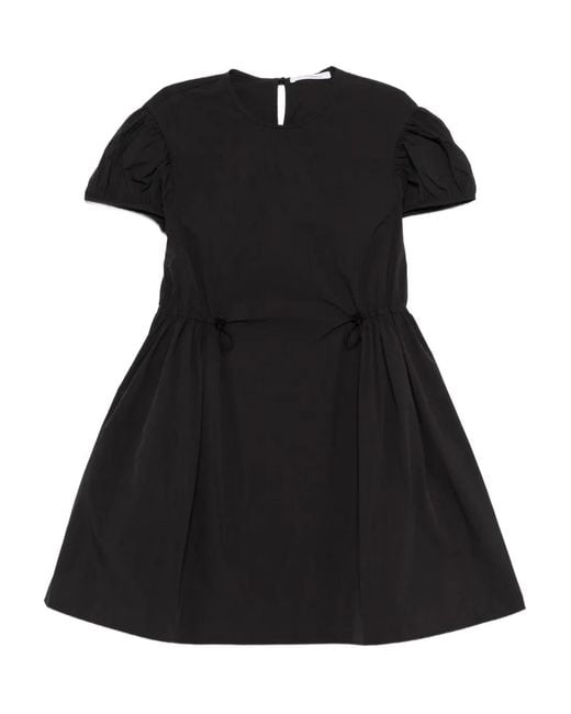 CECILIE BAHNSEN Black Puff-Sleeve Tie Dress