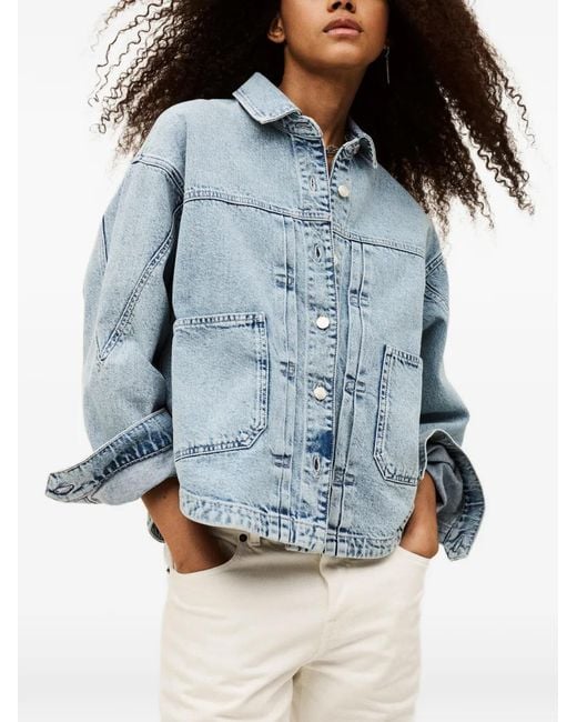 Ba&sh Blue Juno Patch-Pocket Jacket